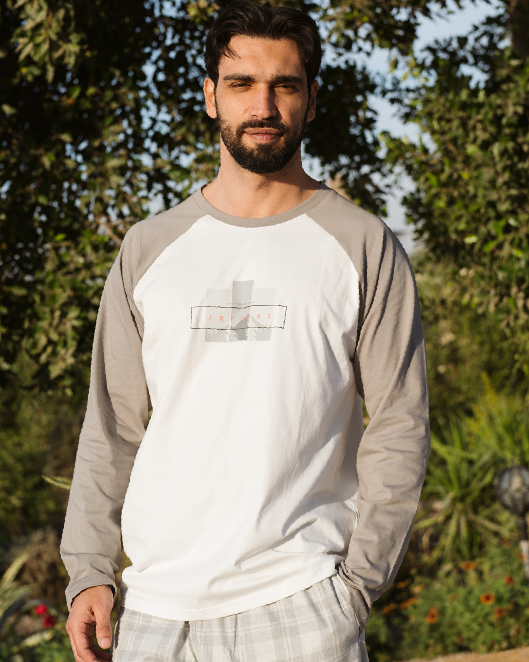 Explore بيجاما رجالي كم طويل قطن فبنطلون كاروه