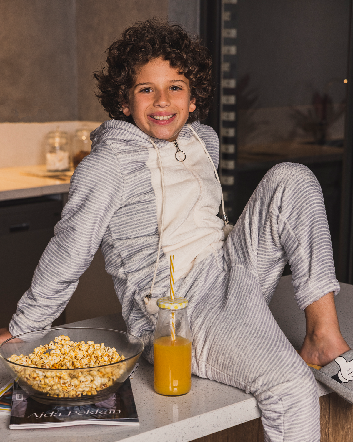 Striped grey Boys Onesie