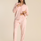 Women button up pajama in rose forest
