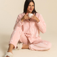 Women button up pajama in rose forest