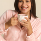 Women button up pajama in rose forest