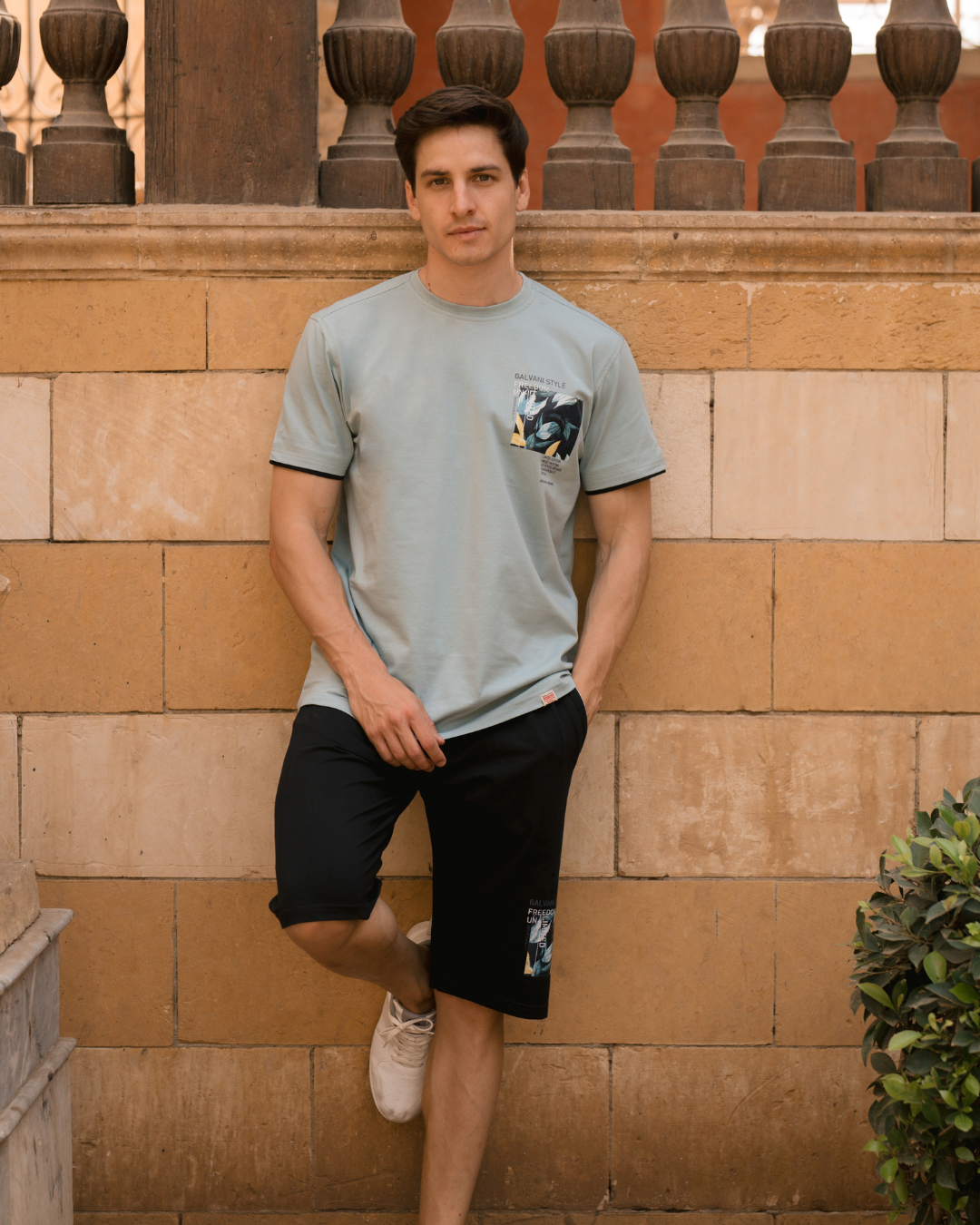 GLV FREEDOM  بيجامه رجالي حوض شورت طابعة علي الصدر