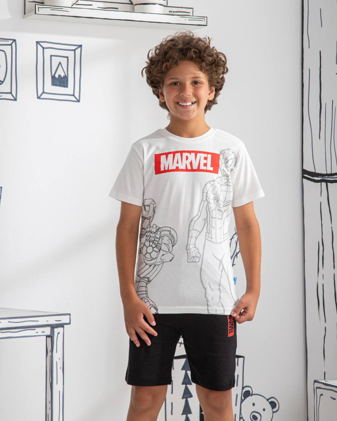 Spiderman and ironmanبيجاما أولادي نُص كُم