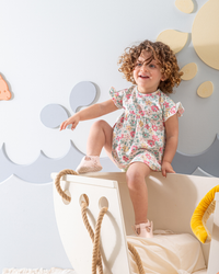 Flower فستان بيبي بناتي مطبوع ورد قطن ليكرا