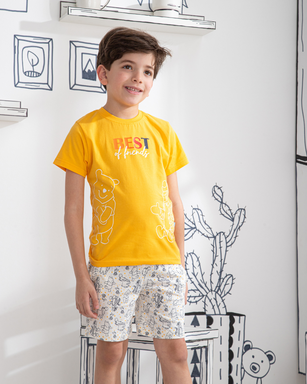 Best of friends بيجاما اولادي نص كم و شورت قطن
