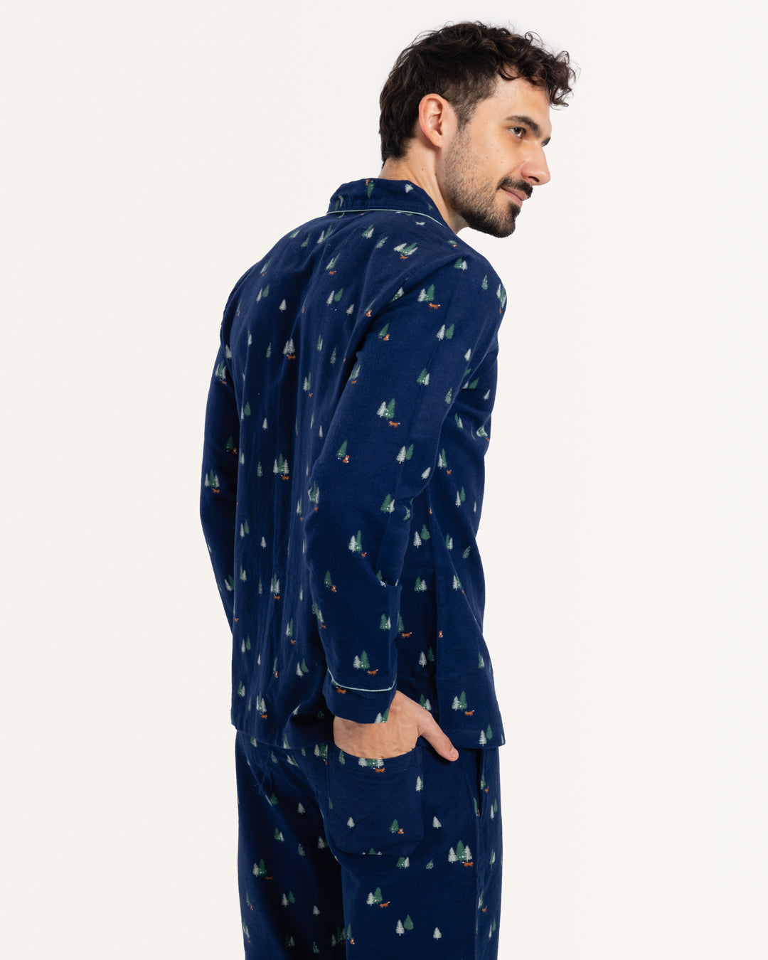 بيجاما بزراير أشجار الكريسماس