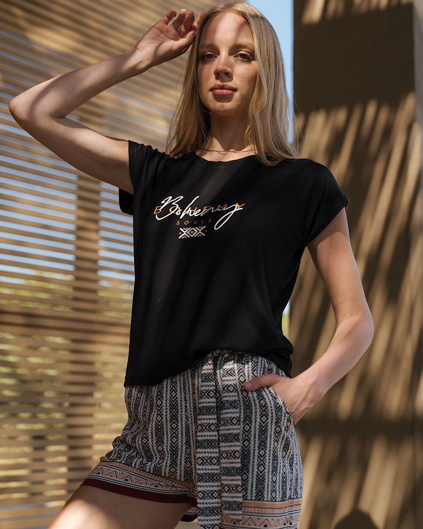 Bohemy Souls بيجاما حريمي تلت كم وشورت