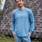 Pine tree autumn season men's long sleeve pajamas, Melton