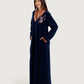 Women's Velvet Shirt with Embroidered Rose Collar