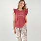 BLOOM WITH GRACE Women's pajamas with a cropped T-shirt and floral panties