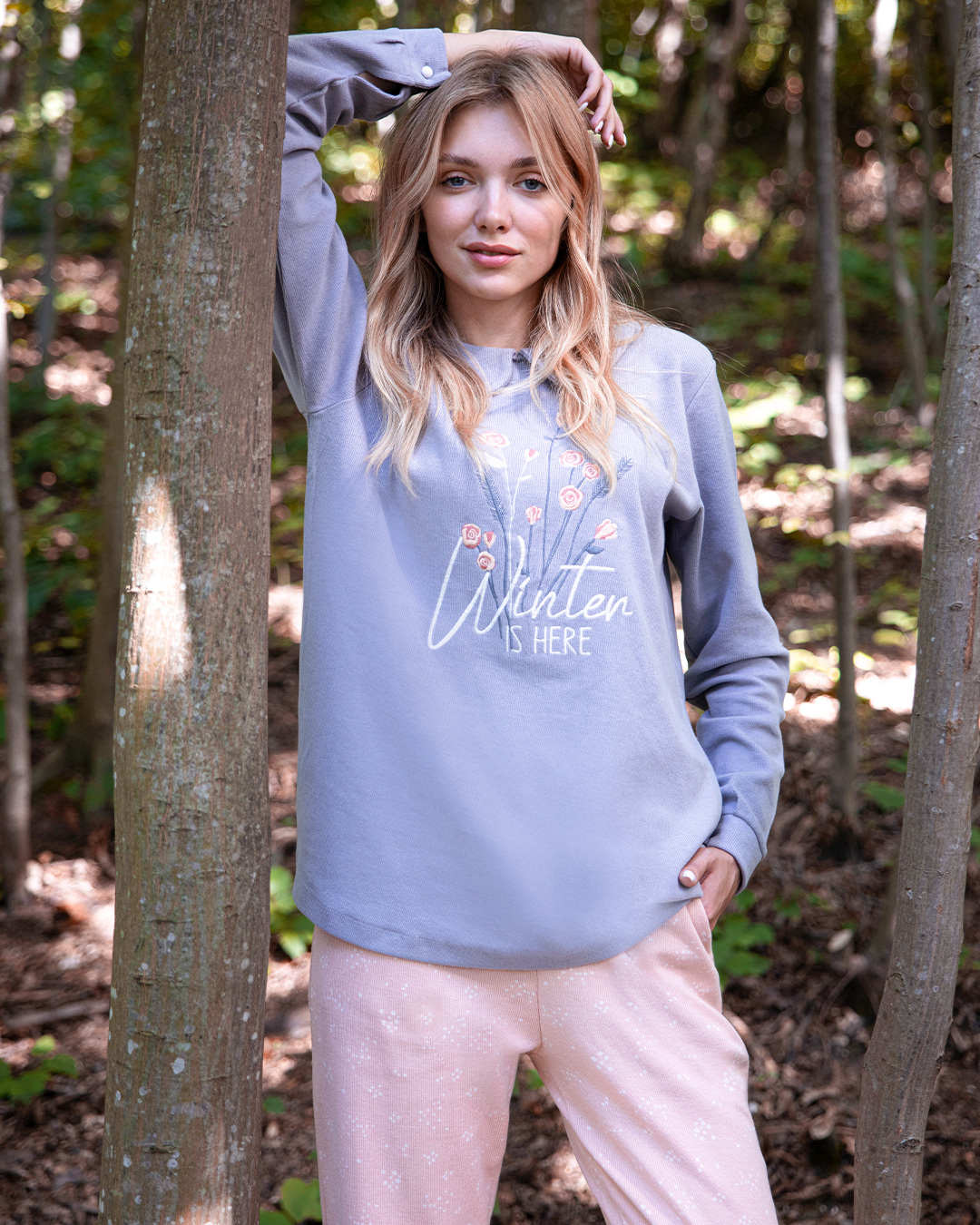 Winter is here flowers Women's Plain Cashmere Pajama * Printed cashmere