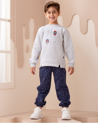 Space بيجامه اولادي وسط بكم وبنطلون مطبوع