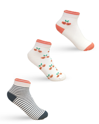 GLORIA Socks Pack of 3 Girls Lycra Leg Embossed Apple