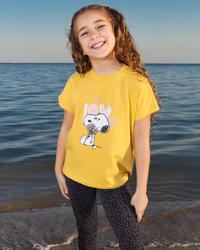 snopy love girls' children's pajamas, half sleeves and trousers