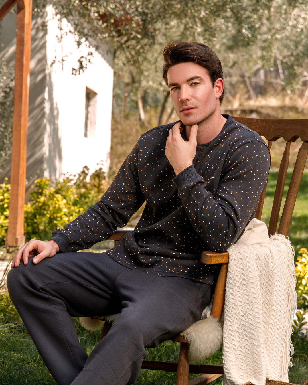 Small Cubes Men's buttoned pajamas