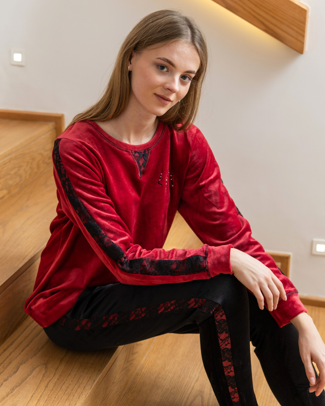 love women's pajamas plush lace embroidery word