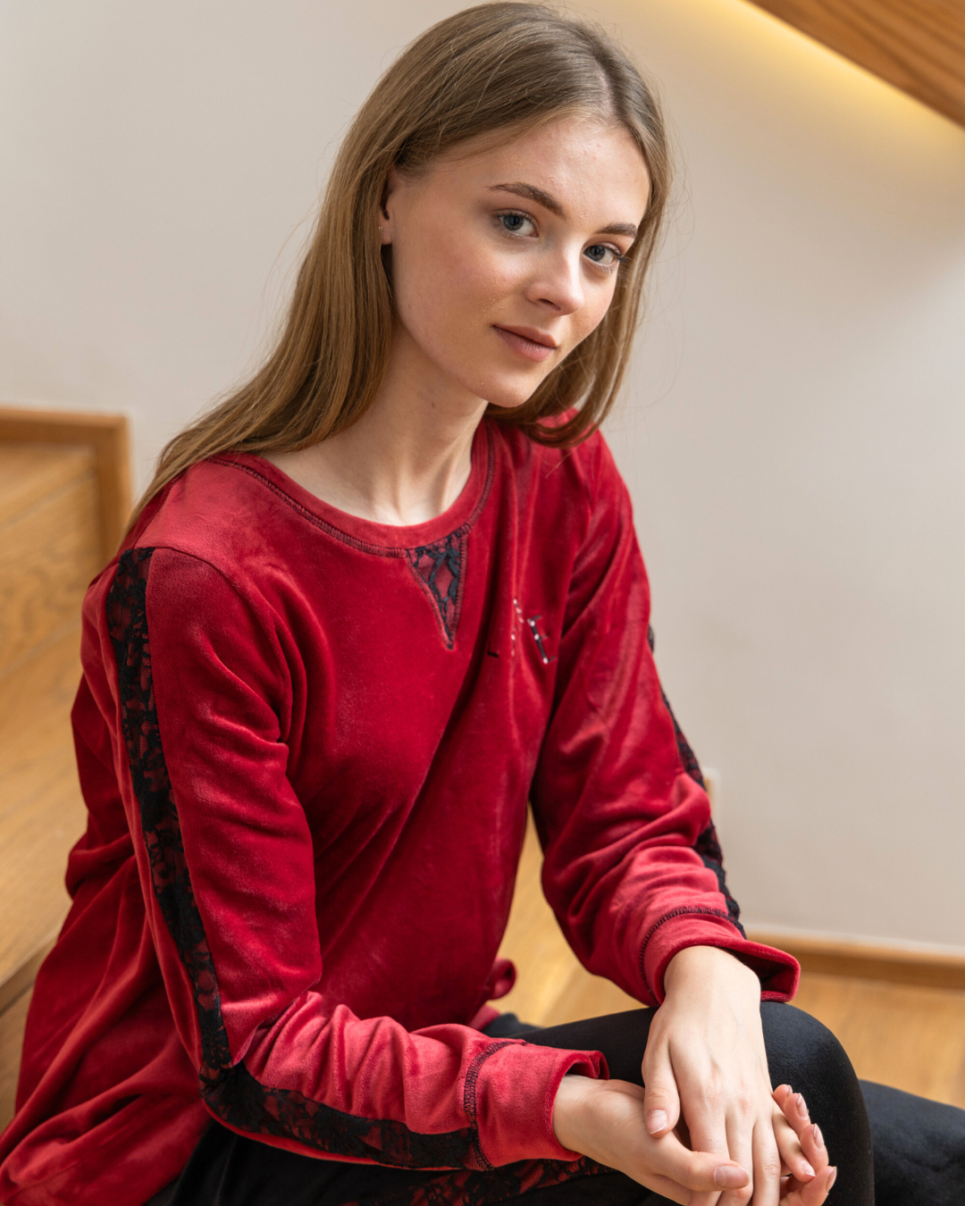 love women's pajamas plush lace embroidery word