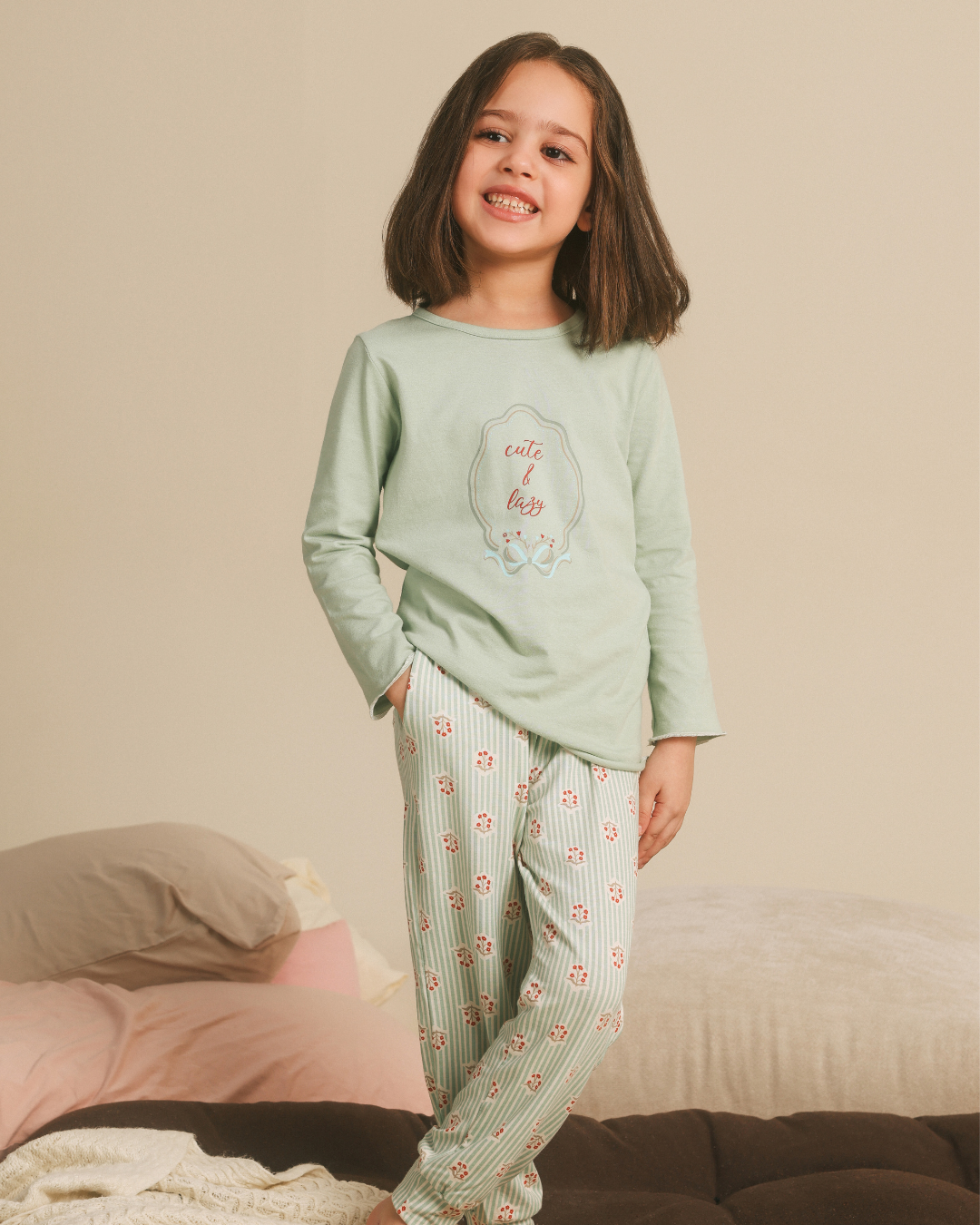Girls Pajama in Floral stripes