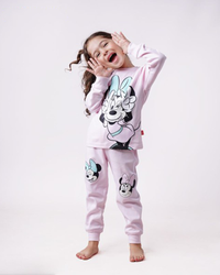 mini Mouse دفايه بناتي انترلوك توب و بنطلون مطبوعين