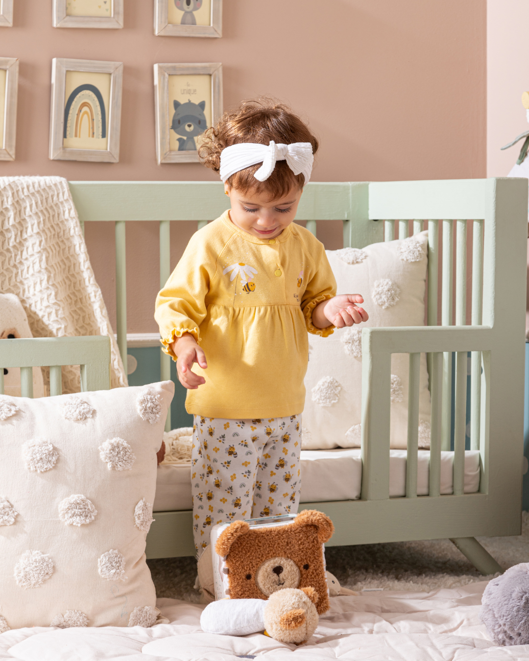 Beee بيجامه بناتي بيبي بكم وبنطلون مطبوع