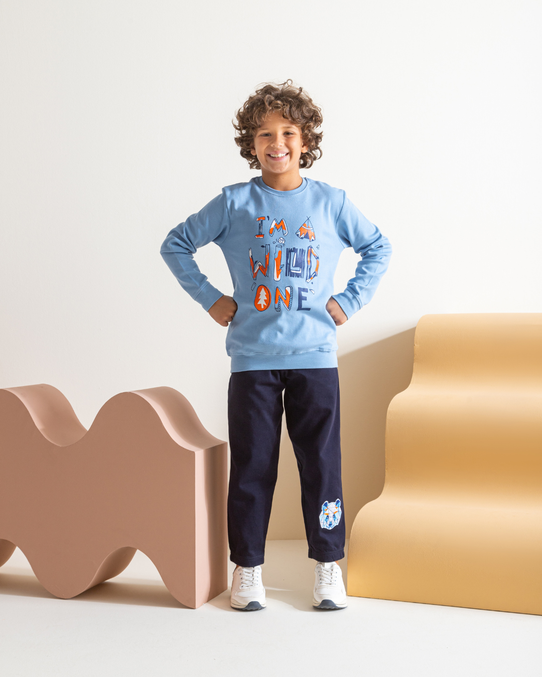 Wild boys' pajamas, interlock print set