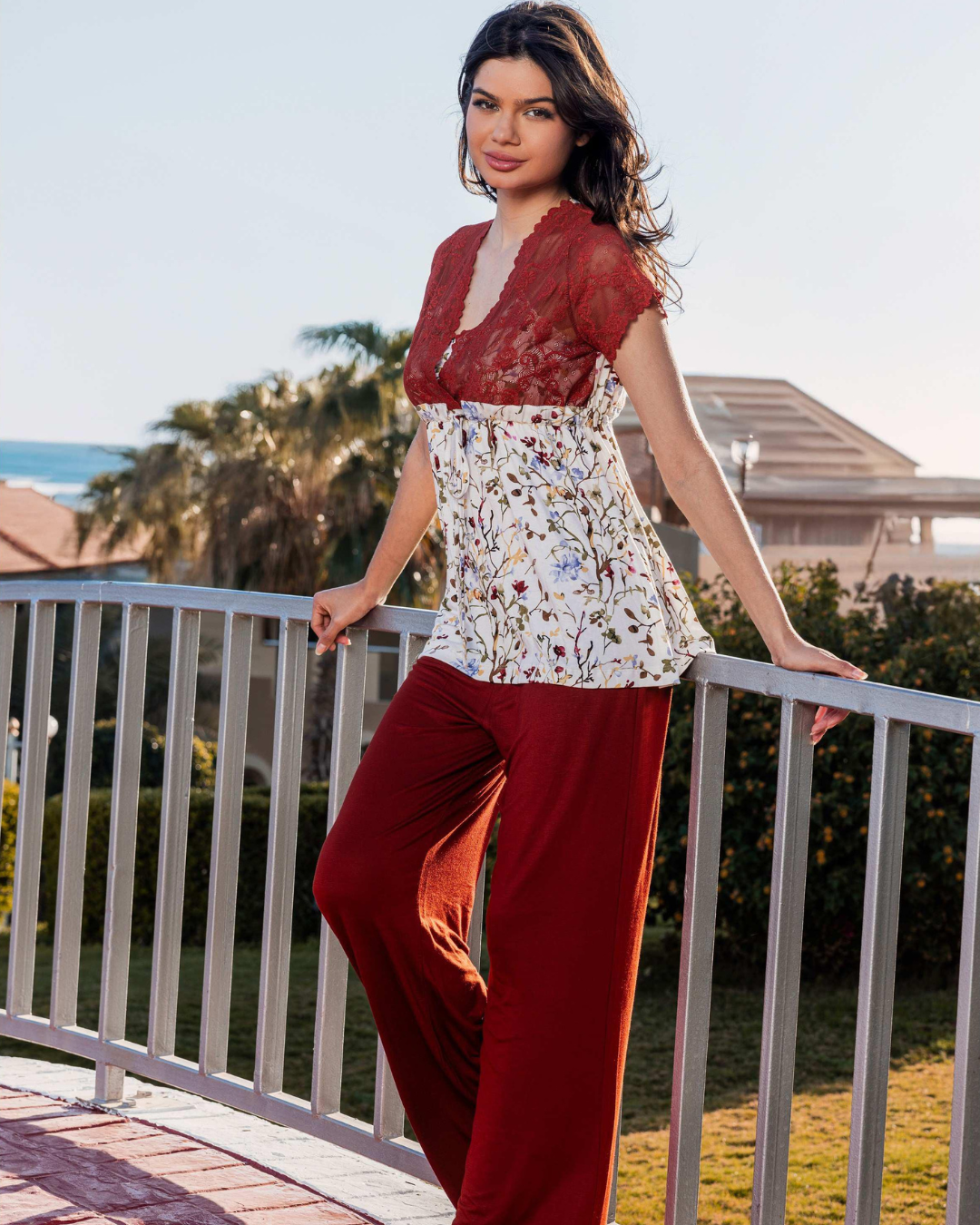 Women's pajamas, trousers, text, how much lace and open
