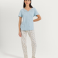 Women's Half Sleeve Pajama with Embroidered Pants