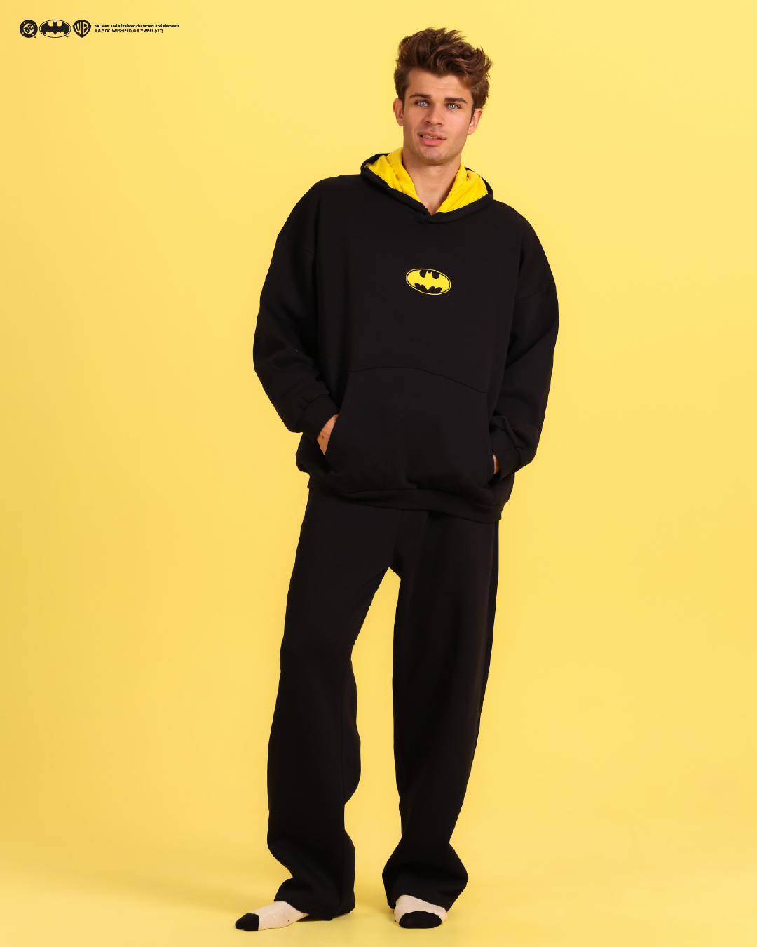 Men's hooded pajamas with Batman logo