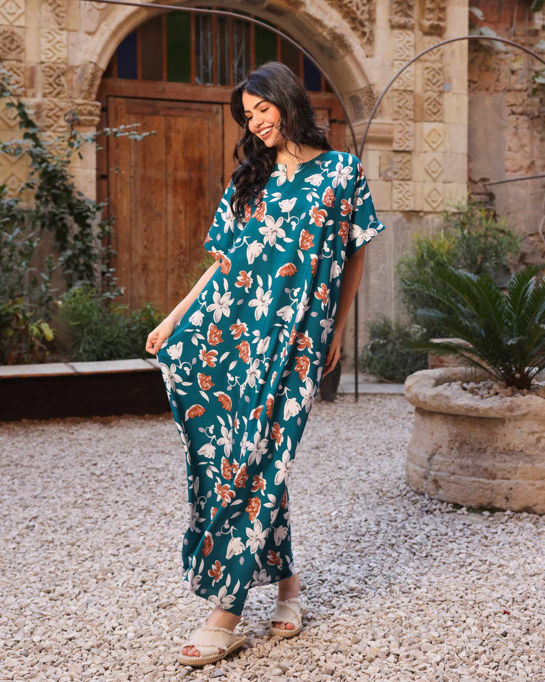 Spring Floral Print Half Sleeve Shirt