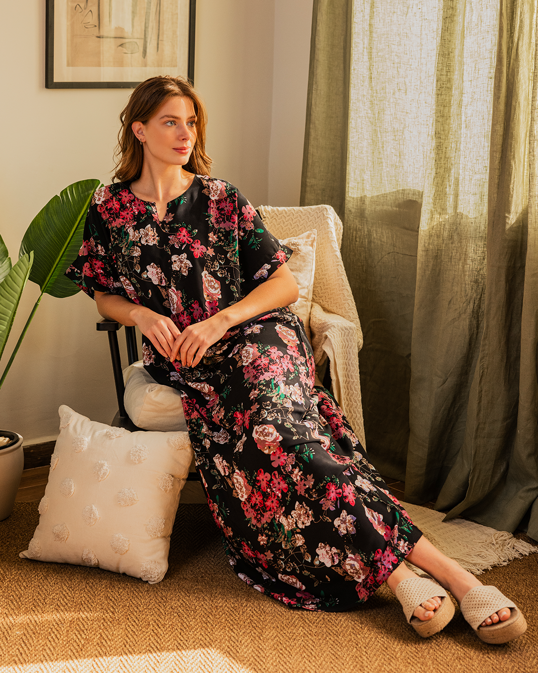 142 قميص فسكوز نص كم مشجر