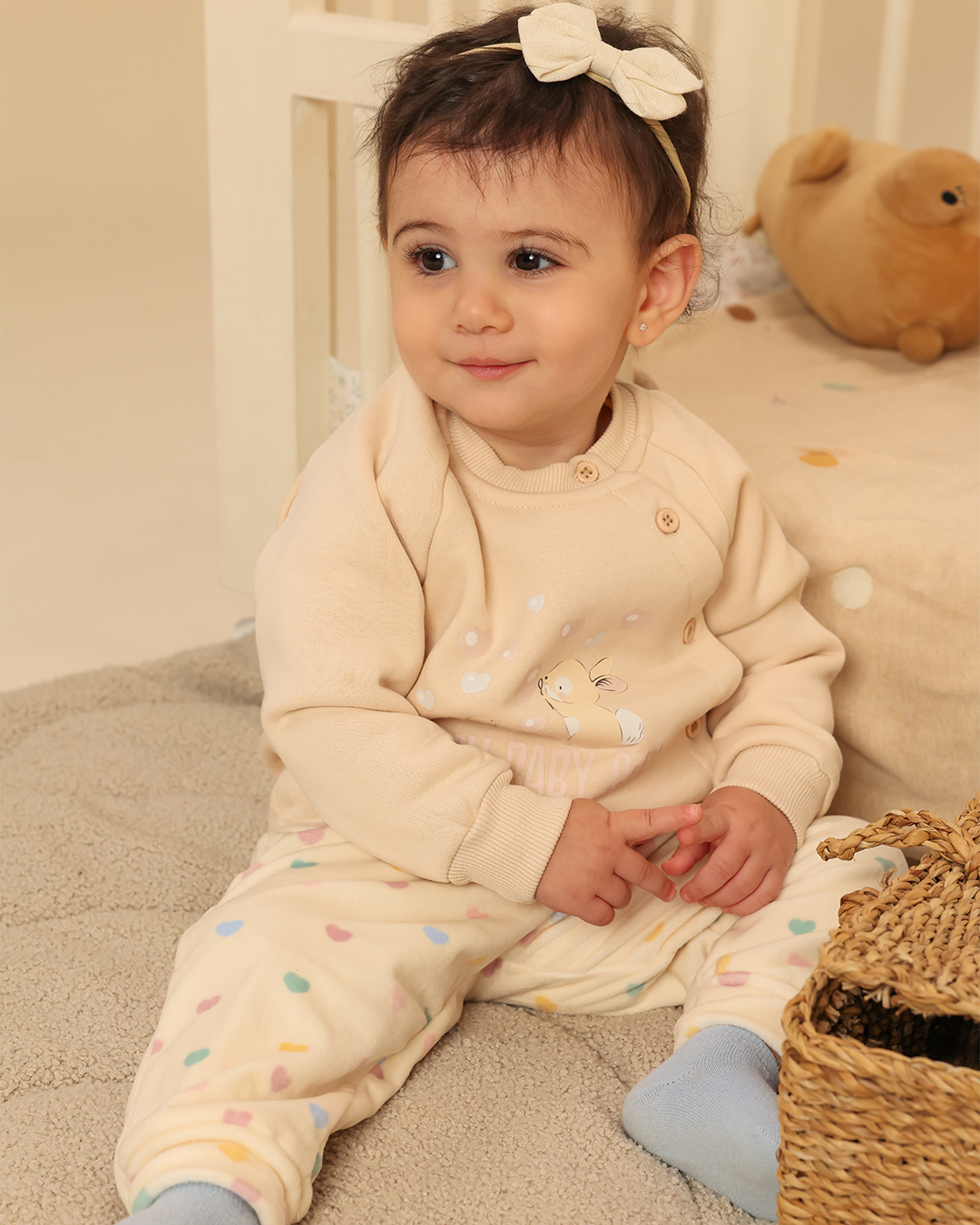 Girls' Small Heart Print Pajamas