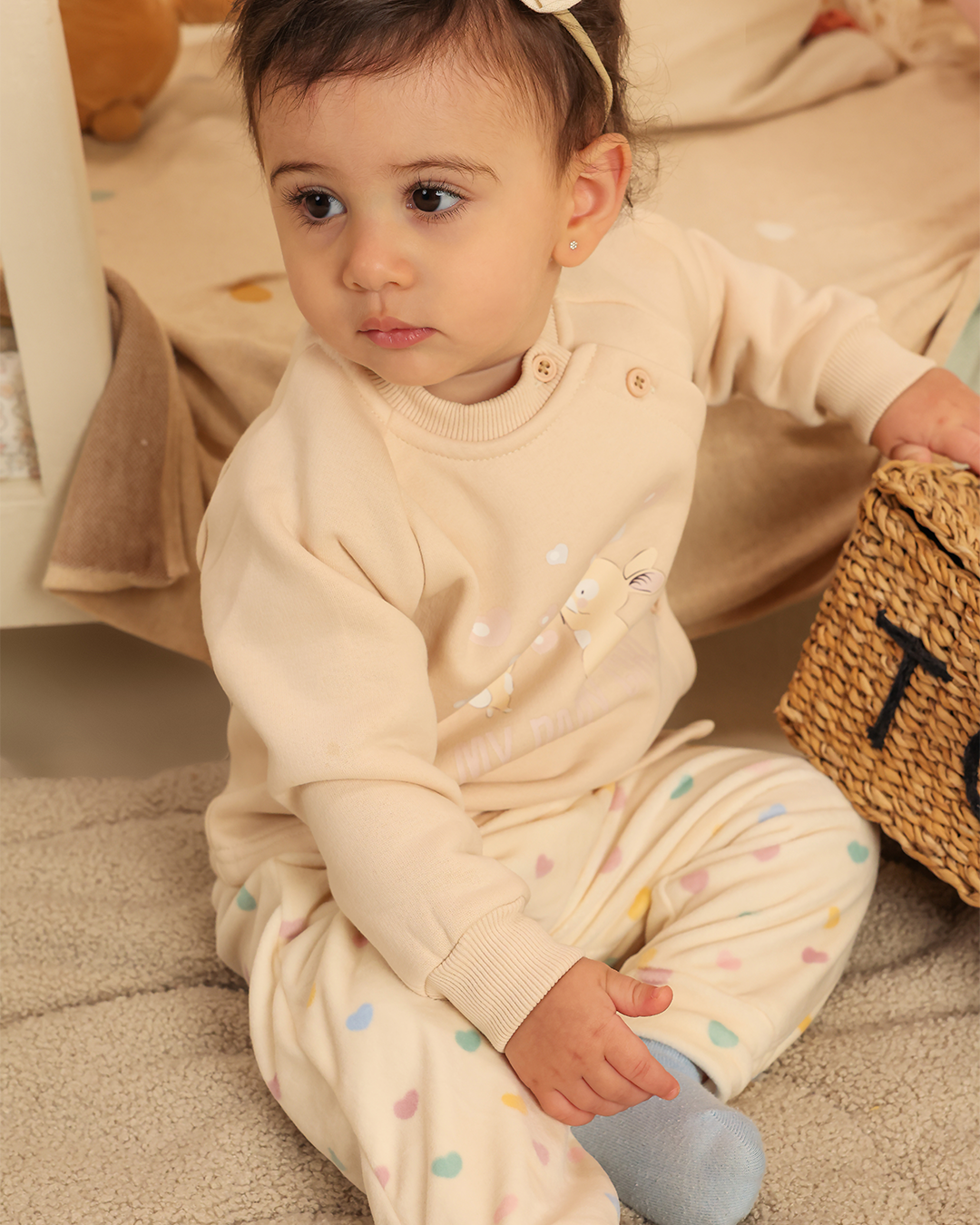 Girls' Small Heart Print Pajamas