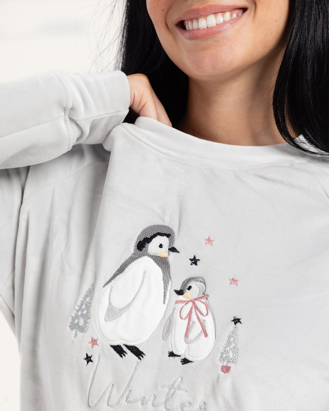 بيجاما كم طويل مع بنطلون الوان متداخله