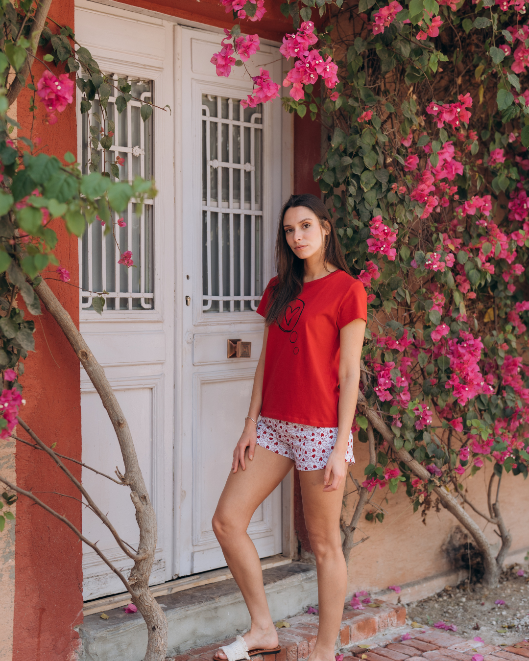 Printed pajama shorts