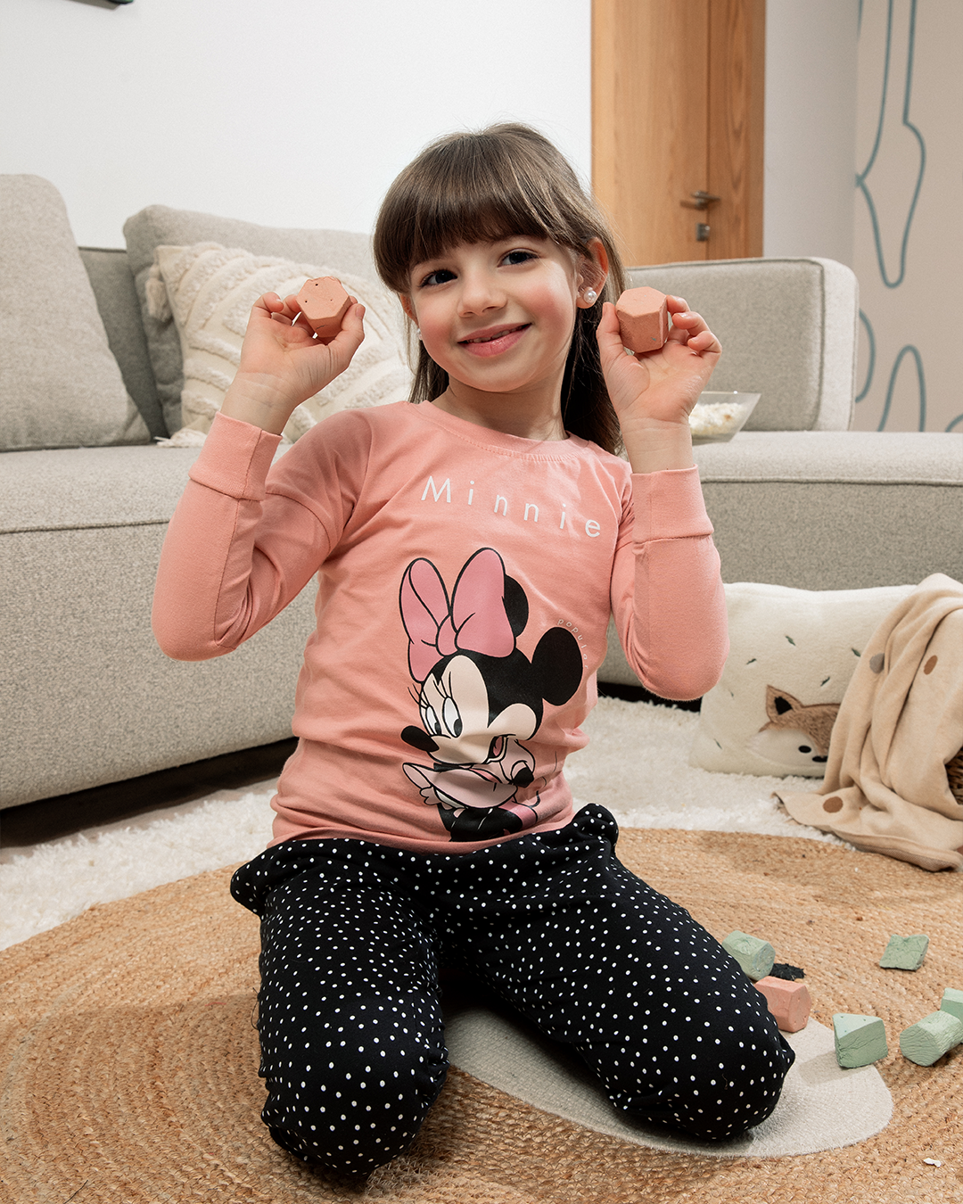 Minnie Mouse بيجاما بناتي كِتف ساقط