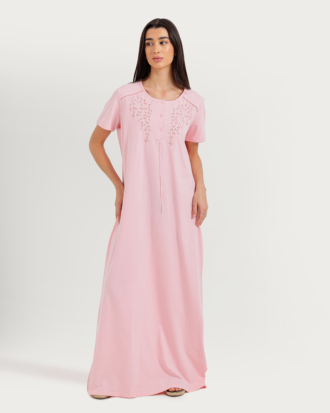 Women's long half-sleeve embroidered jalabiya