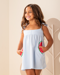 فستان قطن ليكرا حمالة جيب على شكل بطيخ