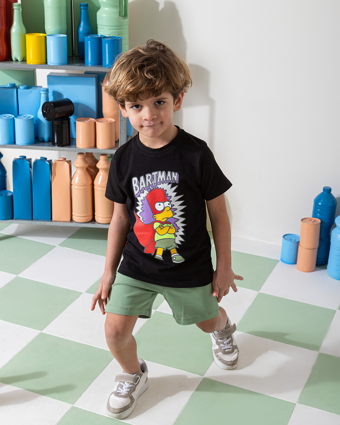 MARVY Bart Man بيجامة اولادي وسط اسود