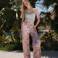 Lace Satin Pajama  بيجاما حريمي توب فسكوز دانتيل * بتطلون ستان مطبوع