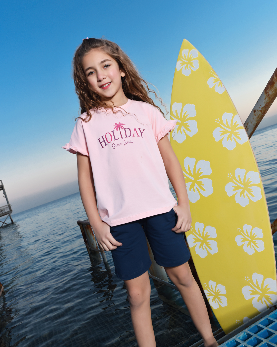 Holiday girls' children's pajamas, half sleeves and shorts