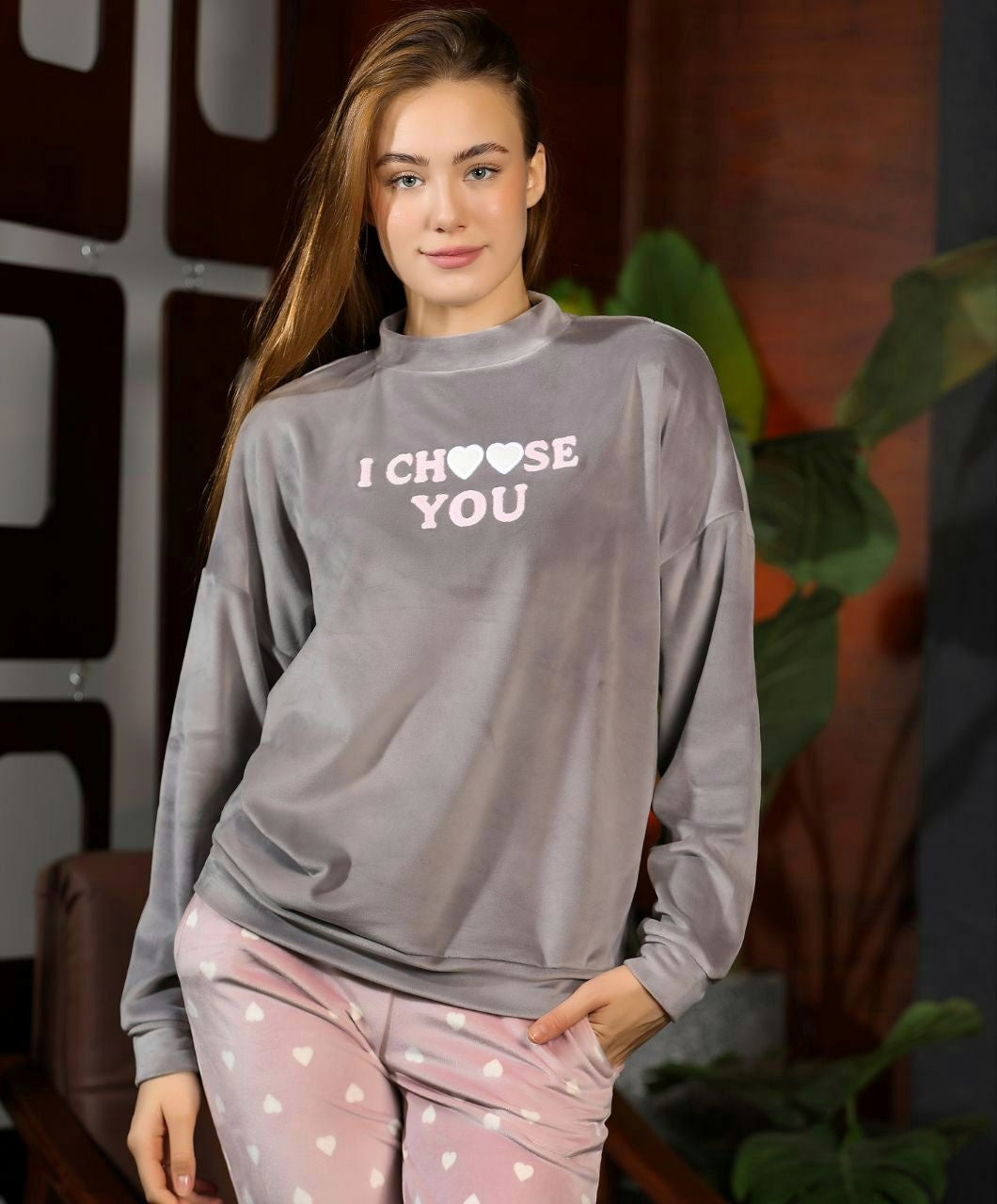 i choose you women's pajamas with neck