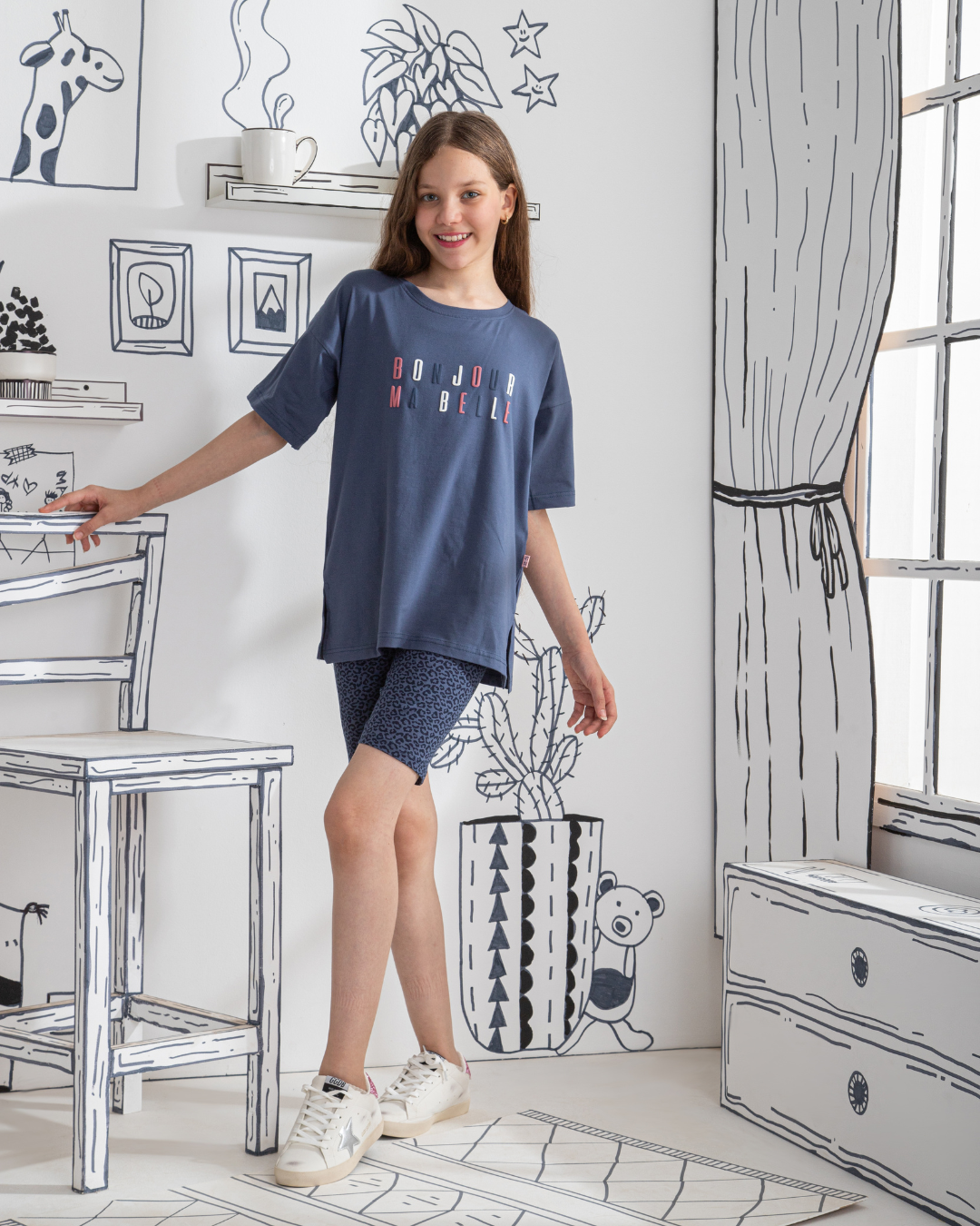 Bonjour ma belle بيجاما بناتي نُص كُم