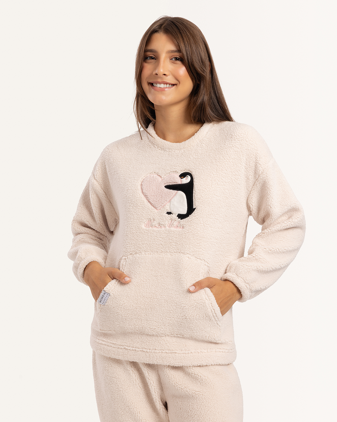 بيجاما بكم طويل و بنطلون بولار بطريق