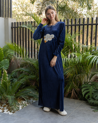 Women's velor robe with zipper embroidery