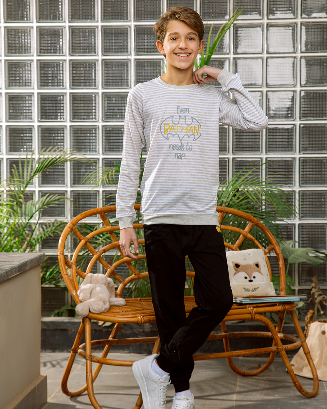 Batman needs to nap بيجاما أولادي كُم طويل