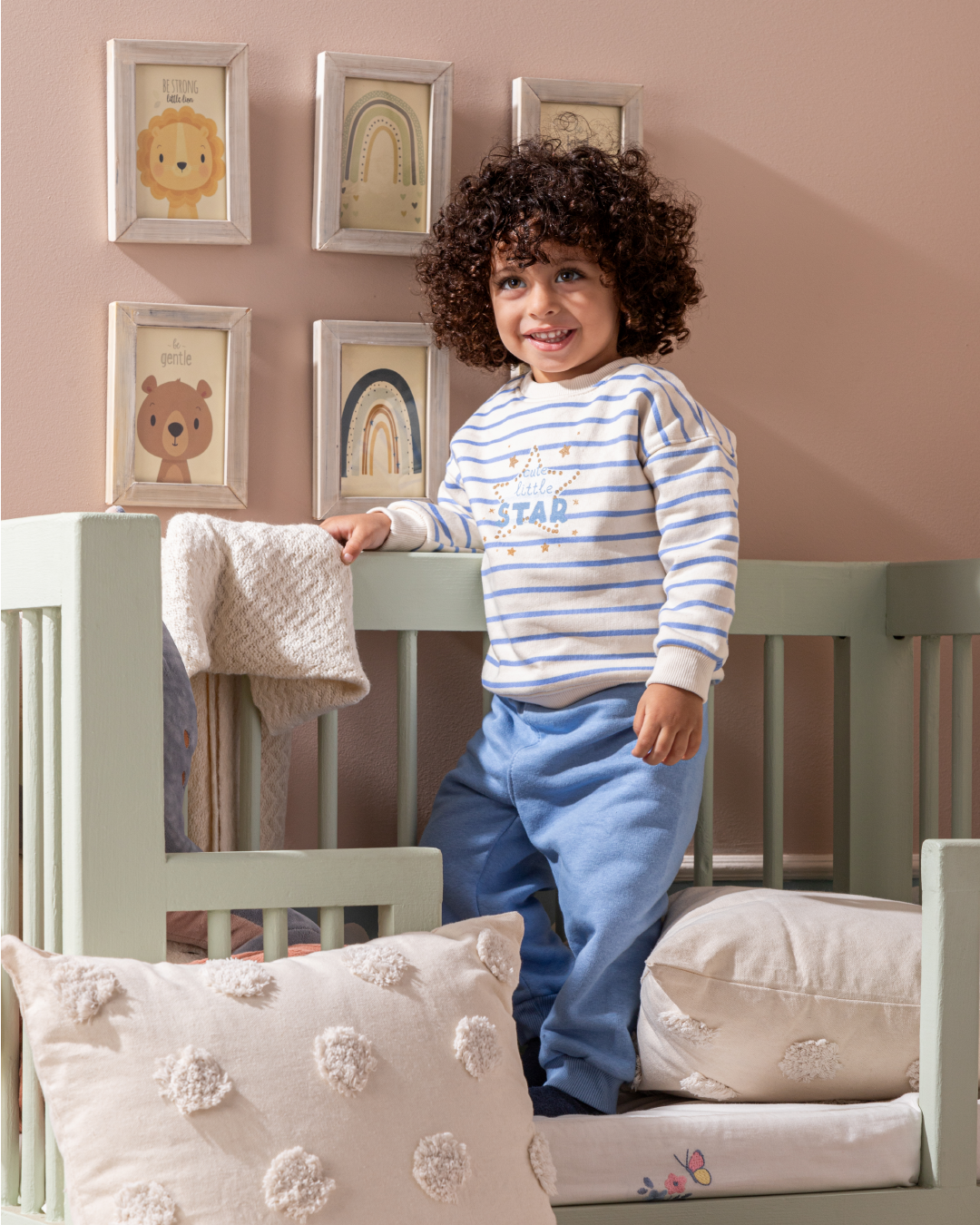 Blue Stripe بيجامه اولادي بيبي بكم وبنطلون مطبوع