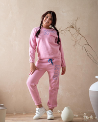 NYC بيجامه بناتي بكم وبنطلون بجيب علي الصدر