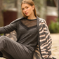 Women's pajamas with a lace robe on the chest