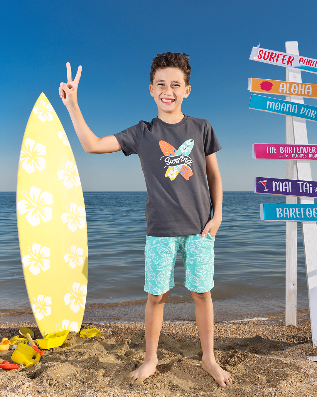 board surfing بيجامه اولادي اطفال نص كم وشورت