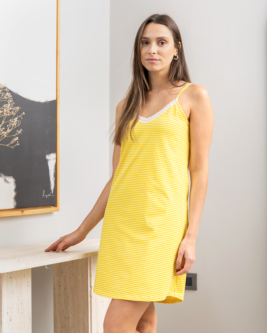 Women's night-shirt with a striped strap